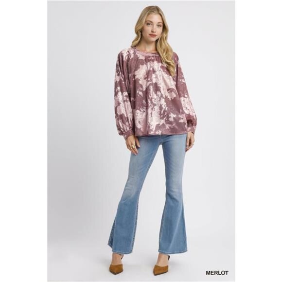 ✨NWT Umgee Metallic Fabric Blouse with Balloon Sleeves - Picture 4 of 5